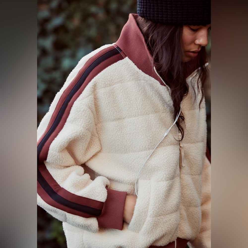 NEW Free People FP Movement Fleecy Sherpa Scrunchy Pippa Jacket Quilted NWOT